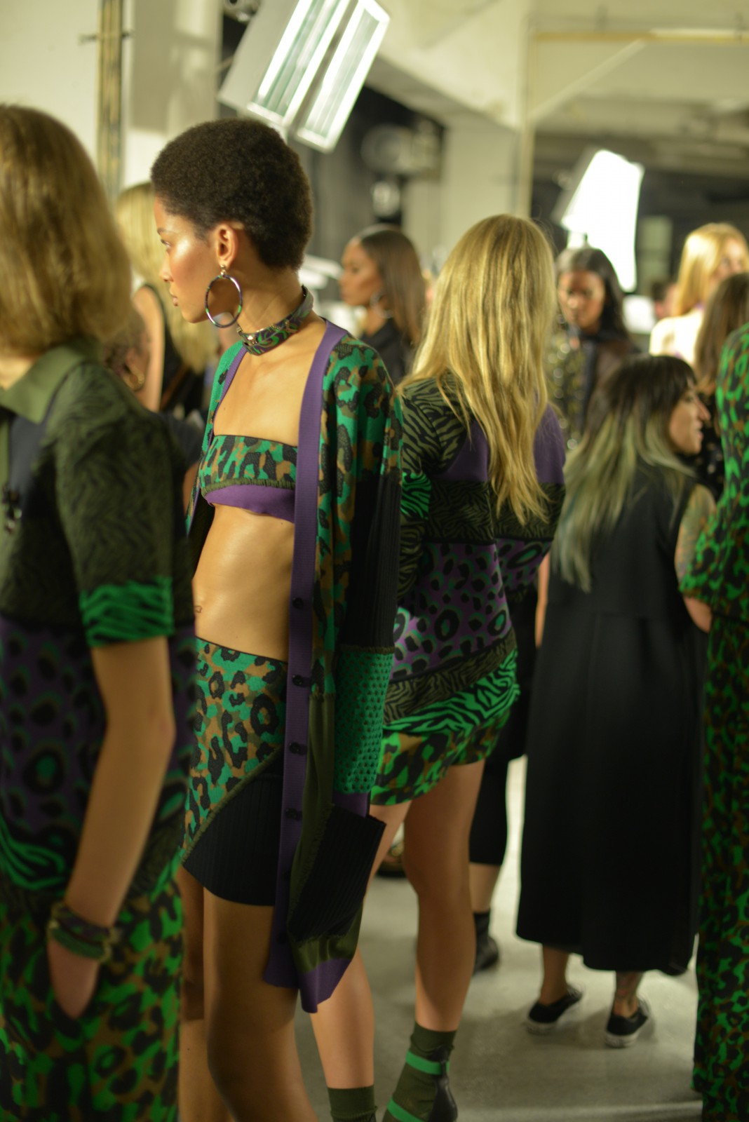 The outfits backstage at the Versace collection SS16